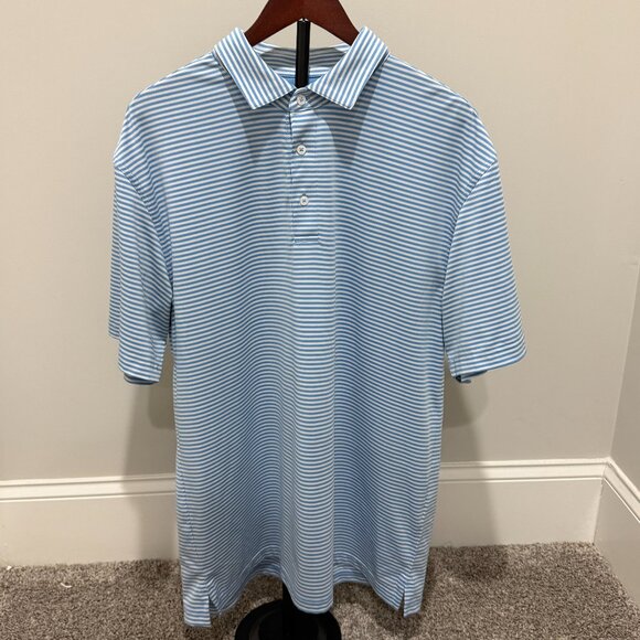 Onward Reserve Men's Performance Polo - White/Blue Striped - Picture 1 of 4